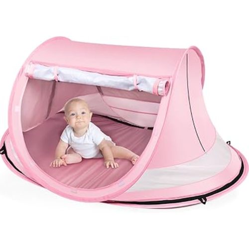 Baby Beach Tent,Large Pop Up Beach Tent Sun Shade for Beach,Portable Baby Travel Tent with Mosquito Net,Indoor Baby Play Tent,UPF 50+ UV Protection Sun Shelters for Infants