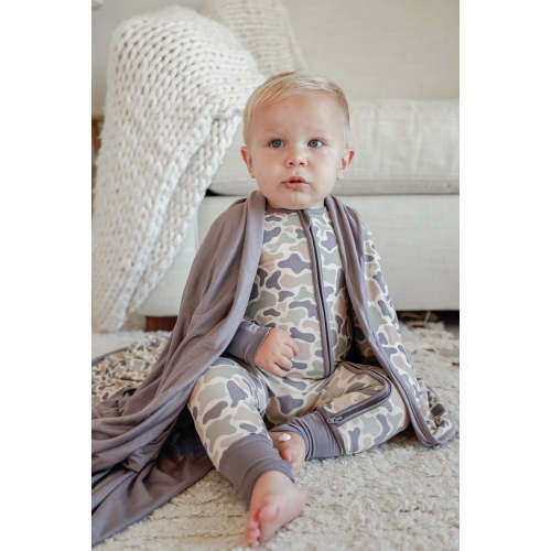 Convertible Zip Romper in Camo Cutie | Caden Lane