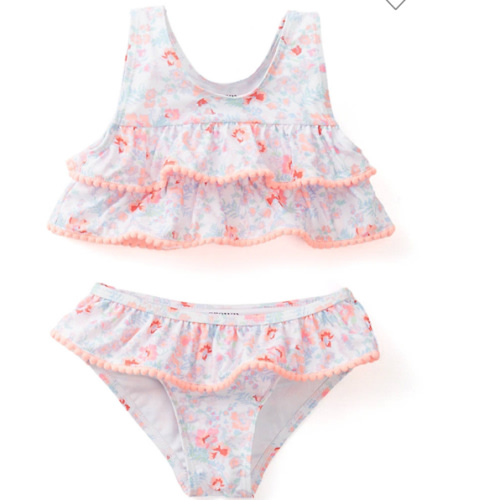 Crown & Ivy™ Baby Girls Floral Pom Pom 2 Piece Swimsuit | Belk