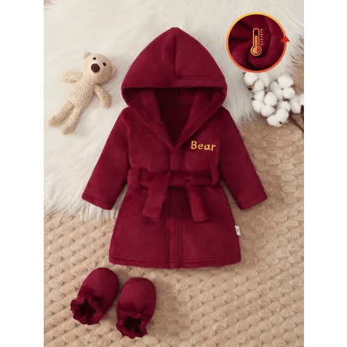Newborn Baby Robe & Booties Set, Letter Pattern Design, Soft & Comfortable Fabric, Suitable For Children's Casual Wear | SHEIN USA