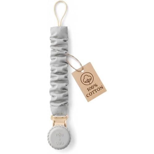 Muslin Cotton Pacifier Clips - Metal-Free, Lightweight and Secure Pacifier Holder for Babies (Cloud Rêve) - Mila & Lulu