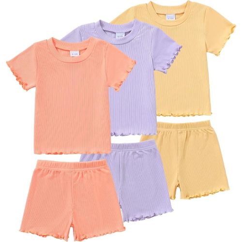 Toddler Baby Girl Boy Summer Clothes Outfits Casual Summer Short Sleeves Tops + Shorts Cute Outfits Set 3M-3T