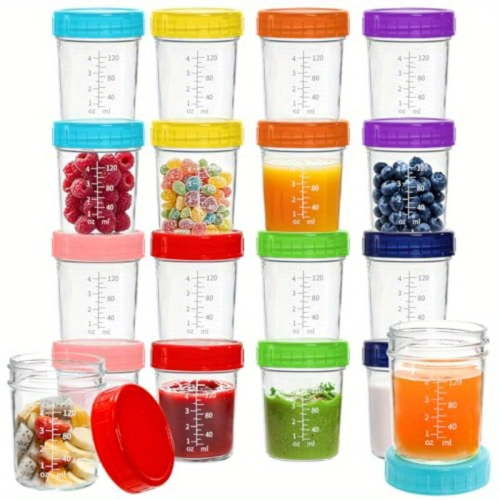 16-Pack BPA-Free Baby Food Storage Jars, Airtight Locking Lids Leakproof Microwave Dishwasher Safe