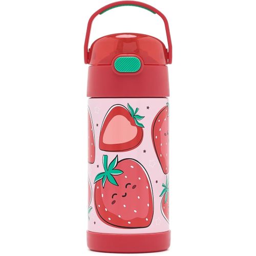 THERMOS FUNTAINER Water Bottle with Straw, 12oz, Strawberry Smiles