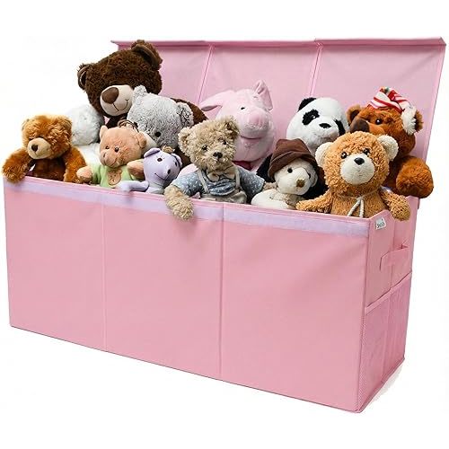 SoftOwl Extra Large Toy Storage Organizer with Lid - Sturdy, Collapsible Toy Chest Storage Box Design - Toys Bin with Dividers for Kids, Nursery, Bedroom, Playroom 37"x16"x14"