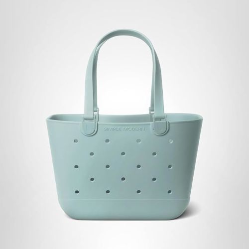 Simple Modern Large Beach Bag | Waterproof Getaway Rubber Tote with Zipper Pocket for Travel, Pool, Boat, Groceries, Sports | Sea Glass Sage
