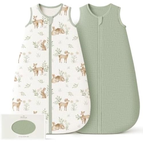 Konssy Muslin Baby Sleep Sack 6-12 Months, 0.8 TOG Baby Wearable Blanket