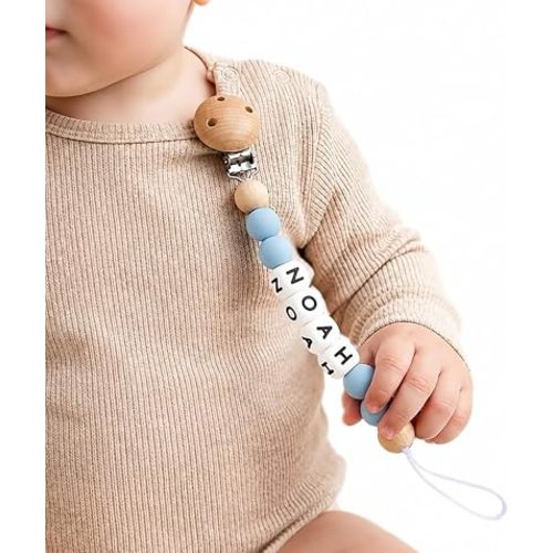 Personalized Pacifier Clip with Name, Customized Pacifier Clip Monogram Silicone Chain for Baby Girl Boys (Silicone)