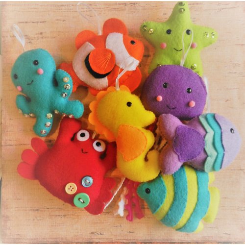 Felt Under the Sea Ocean Rainbow Plushies for Garlands & Mobiles by PollyChromeCrafts