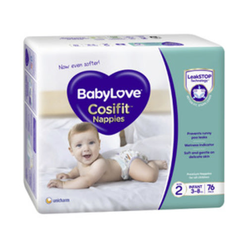 Babylove Cosifit Infant Nappies Size 2 (3-8kg) | 76 Pack