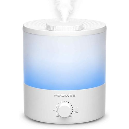MEGAWISE 1.5L Cool Mist Humidifier, 24dB Quiet, Adjustable Mist