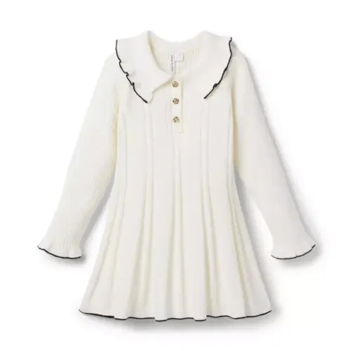 Girl Jet Ivory Ribbed Sweater Dress by Janie and Jack