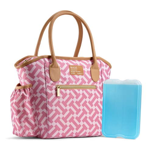 Fit & Fresh Beechwood Women's Lunch Tote with XL Ice Pack, Pink Geometric