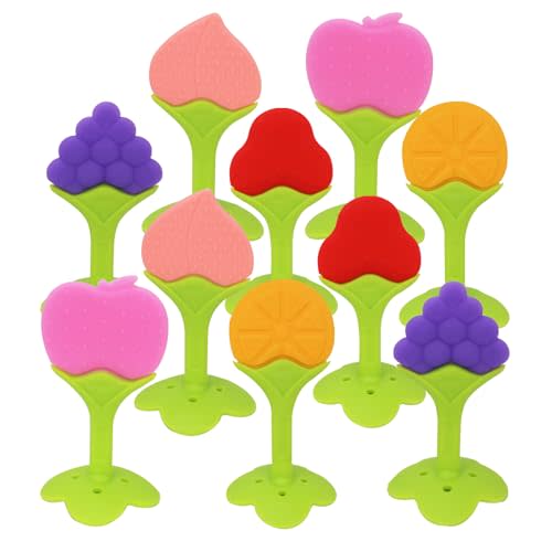 Baby Teething Toys, 10 Pack Fruit Teethers for Babies, Frozen Teething Toys for Babies, BPA-Free Silicone Teethers for Babies, Teethers Bulk, Natural Organic, Perfect Baby Gift, Soft & Textured
