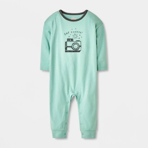 Baby Say Cheese Camera Long Sleeve Romper - Cat & Jack™ Blue 0-3M