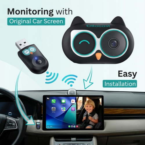 Ottocast 2026 New Cabin Care Wireless CarPlay Adapter Camera