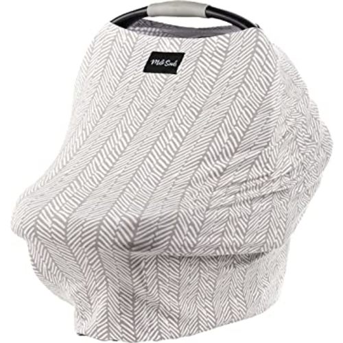 Milk Snob Original 5-in-1 Cover - Added Privacy for Breastfeeding, Baby Car Seat, Carrier, Stroller, High Chair, Shopping Cart, Lounger Canopy - Newborn Essentials, Nursing Top, Herringbone