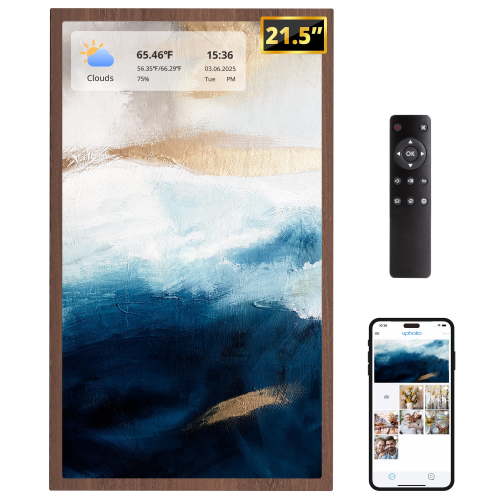 21.5" Large Digital Picture Frame,32GB Wifi Photo Frame with 1920x1080 FHD IPS Display and Remote Control, Share Photos/Videos via Free App (No Touch Screen)