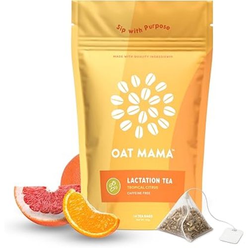 Oat Mama Flavored Lactation Tea for Breastfeeding Moms - Sweet Tropical Citrus Sweet Flavor | Breastfeeding Essentials for Milk Supply Increase | Organic Lactation Support & Postpartum Recovery