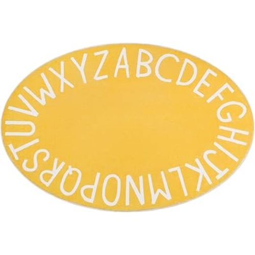 Topotdor Oval Kids Play Rug Alphabet Nursery Area Rug Extra Large Soft Crawling Play Mat for Children Toddlers Bedroom (47x70 inch, Yellow)