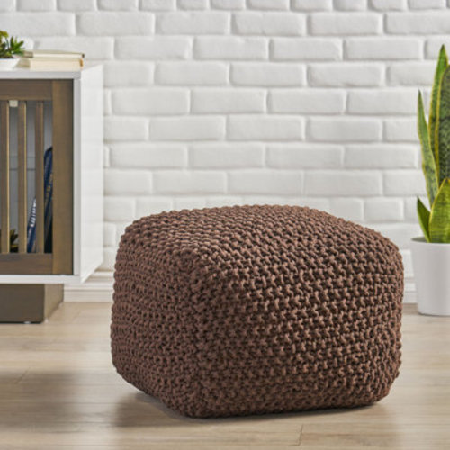 Corin 20.5" Wide Cotton Knit Square Pouf | Wayfair