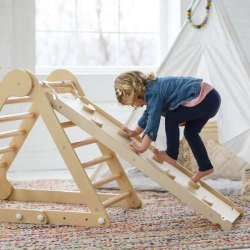2-in-1 Climbing Ramp/Slide, Natural - Little Partners | Maisonette