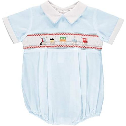 Carriage Boutique Baby Boy Short Rompers Hand Smocked Bubble Creepers