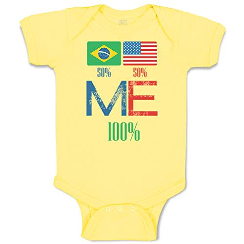 Cute Rascals Baby Bodysuit Brazil Usa Flag Design Boy & Girl Baby Clothes Funny Cotton Yellow Design Only Newborn