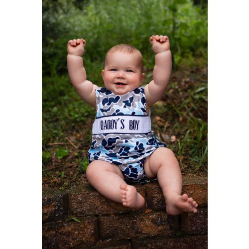 Smocked Blue Camo Daddy's Boy Bubble