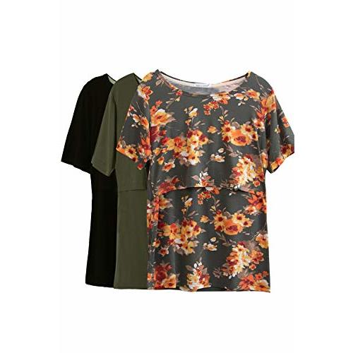 Smallshow Women's Maternity Nursing Tops Short Sleeve Breastfeeding Clothes