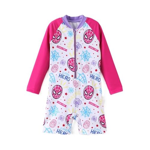 Disney Frozen Spiderman Princess Girls Swimsuits Long Sleeves Rashguard Bathing Suits UPF 50 Swimwear for Toddler Size 3M-6T