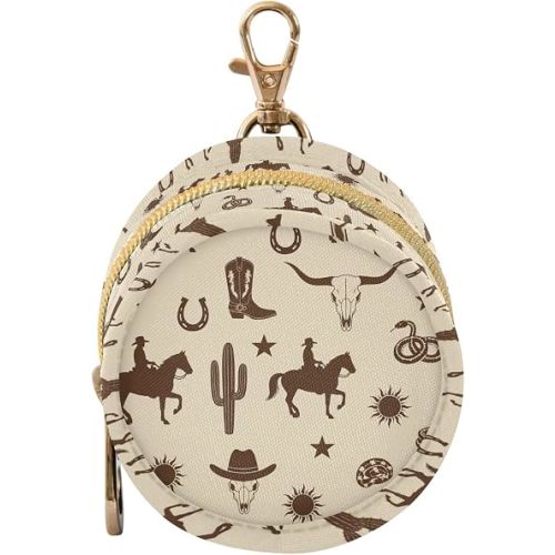 Western Cowboy Horse Beige Print Pacifier Holder Case with Clip Paci Holder Pacifier Storage Case Container Portable for Diaper Bag Newborn Girl Boy Essentials