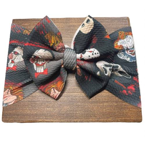 Black Monster Horror Movie Mash Up Baby Child Teen Adult Texture Knit Headband Bow