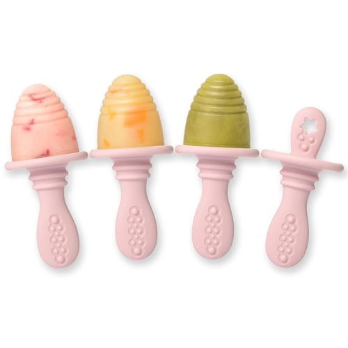 PrimaStella Silicone Petite Pops - Baby Popsicle Mold - BPA Free - Dishwasher Safe - 4 Months+ (Dusty Rose Teether Pops)
