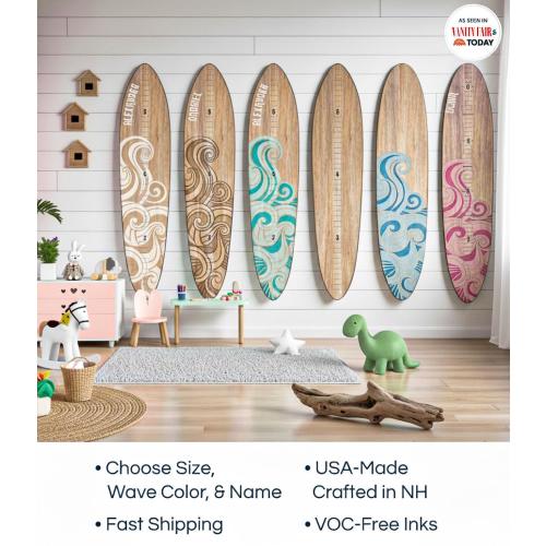 Surfboard Growth Chart Wooden Height Board Ocean Decor Kids Room Decor Coastal Nursery Decor Surf Board Wall Art Beach Themed Boy Girl Ruler