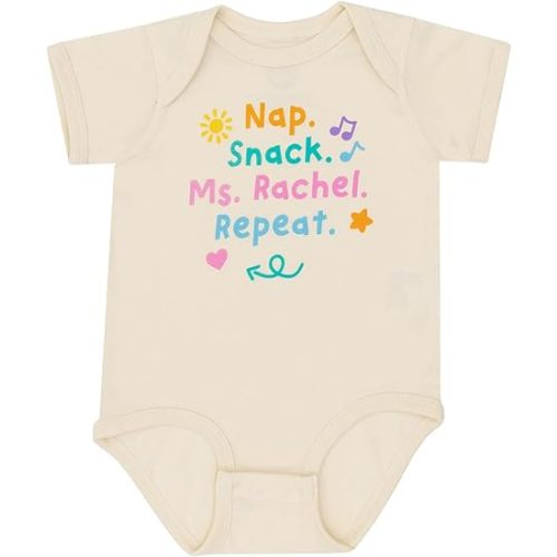 Out of Print Nap. Snack. Ms. Rachel. Repeat. Baby Bodysuit - Officially Licensed Baby/Toddler Onesie