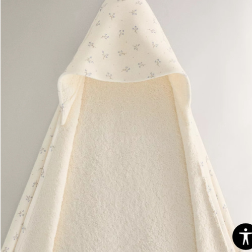 HOODED BABY BATH TOWEL WITH MINI FLOWERS
