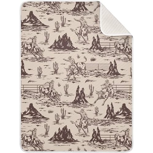 Western Baby Blanket for Boys Girls American Cowboy Nursery Swaddling Wrap Cute Soft Unisex Toddler Newborn Blanket Receiving Blankets Stroller Crib, 30x40 Inch