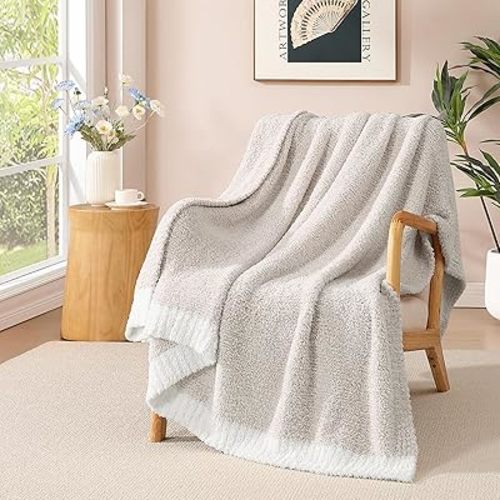 WRENSONGE Throw Blanket Cationic Dyeing Taupe Soft Cozy Fluffy Warm Hand Made Throw Blankets for Couch, Sofa, Chair, Bed, Camping, Picnic, Travel Lightweight Bed Blanket - 50"*60"