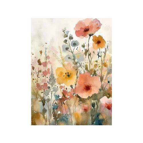 Wildflowers Painting Spring Flower Watercolor Art Print Field Of Flowers Wall Art Landscape Print Meadow Artwork