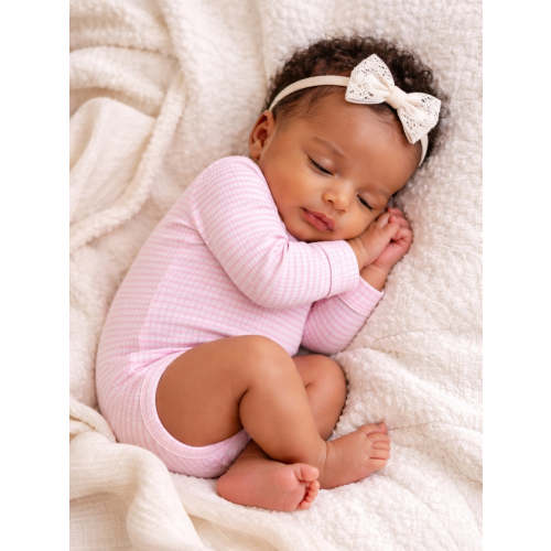 Pink Stripe / Ribbed Long Sleeve Bodysuit