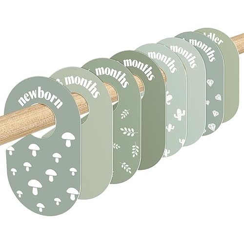 WSICSE 8 Pack Baby Closet Dividers, Nursery Organizer for Baby Clothes 0-24 Months Baby Clothes Organizer for Newborn Clothing, Infant, Boy & Girl (Green)