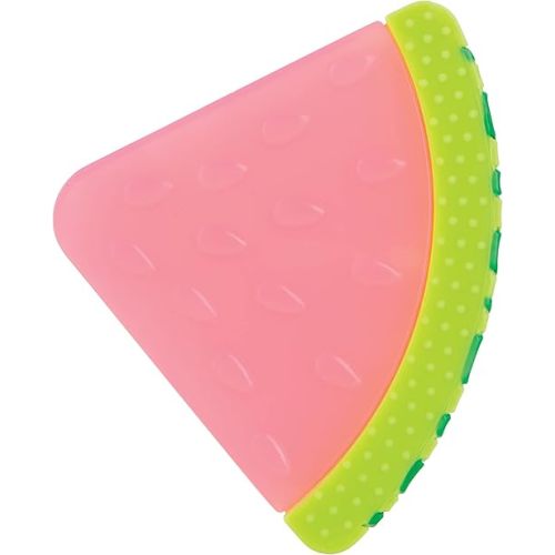 Nuby 100% Silicone Baby Teether - Watermelon-Shaped Teething Toy - Soft Textured Gum Massager - Easy-Grip Infant Teether Toy - 3+ Months