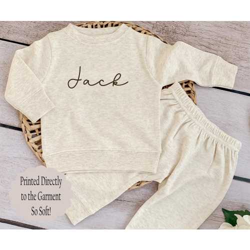 Personalized baby jogger set Custom baby boy outfit Neutral baby gift set baby clothing set Baby name outfit set jogger set for babies