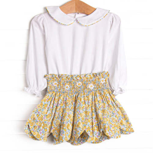 Daisy a Day Smocked Skirt Set, Yellow – Stitchy Fish
