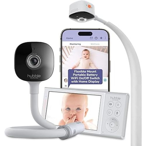 HUBBLE CONNECTED GoBaby AI Wireless Portable Pro — 2K Ultra Clear HD Baby Monitor w/AI Rollover Detection, True Cry Alerts, Sleep Analytics — w/Camera, HD Parent Unit, Portable Battery, Wall Mount