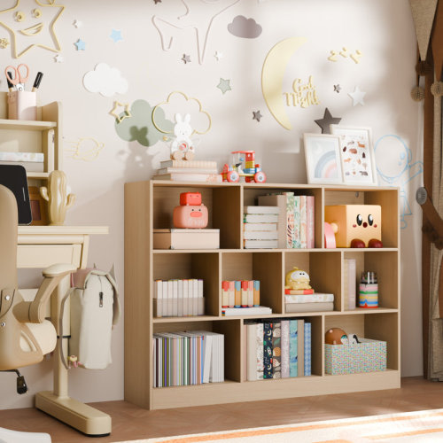 Ebern Designs Presly 3 Tier Cube Bookcase Modern Bookshelf with 10 Cubes & Reviews | Wayfair