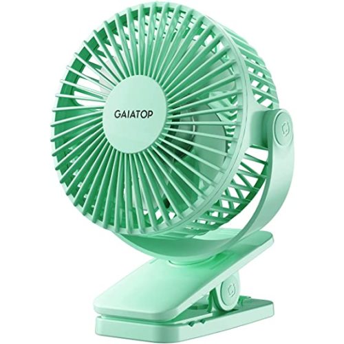 Gaiatop Portable Clip on Fan Battery Operated, Small Powerful 3 Speed Quiet 360° Rotate, USB Rechargeable Mini Personal Cooling Fan for Desk Table Home Office Stroller Camping Women Gifts Green