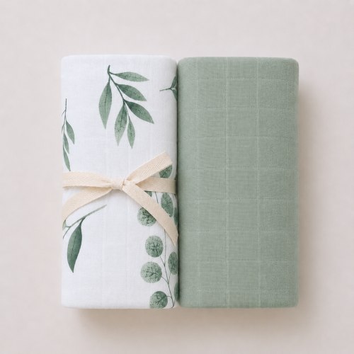 Organic Swaddle Blanket 2-Pack | Eucalyptus + Sage