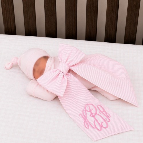 Seersucker Baby Sash with Embroidered Name or Monogram